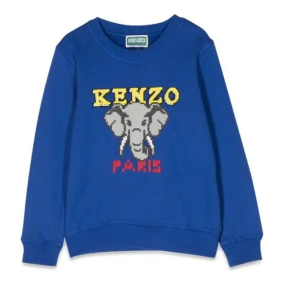Kenzo Kids Blue Sweatshirt with Elephant Design - Picture 2 of 6